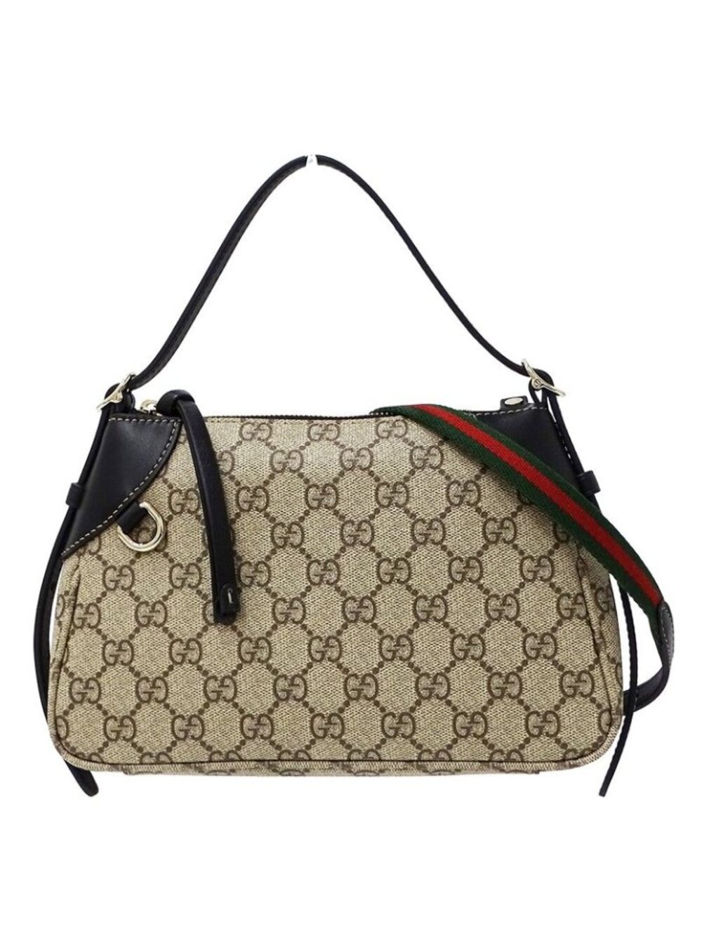 Gucci 2-Way Shoulder Bag GG Emblem Beige Black Pouch Small
